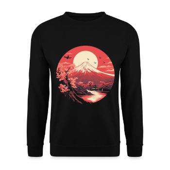 Impression d’art paysager japonais du mont Fuji - Sweat-shirt Unisexe - noir - Devant - Alina (178cm) & Michal (187cm)