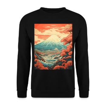 Impression d’art paysager japonais du mont Fuji - Sweat-shirt Unisexe - noir - Devant - Alina (178cm) & Michal (187cm)