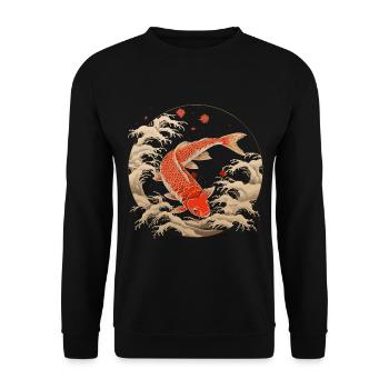 Japanese Koi Fish Art Print - Unisex Sweatshirt - black - Front - Alina (178cm) & Michal (187cm)