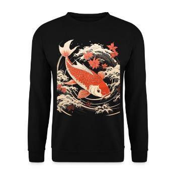 Traditional Japanese Koi Fish - Unisex Sweatshirt - black - Front - Alina (178cm) & Michal (187cm)