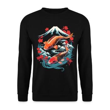 Koi Fish in Zen Garden - Unisex Sweatshirt - black - Front - Alina (178cm) & Michal (187cm)