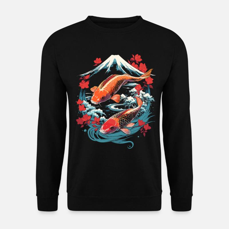 Koi Fish in Zen Garden - Unisex Pullover - Schwarz