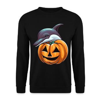 Dolphin Pumpkin Lazy Halloween Party Costume - Sweat-shirt Unisexe - noir - Devant - Alina (178cm) & Michal (187cm)
