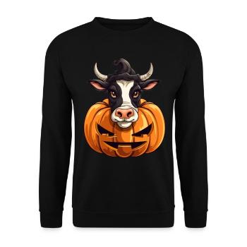 Cow Pumpkin Lazy Halloween Party Costume for Kids - Unisex Sweatshirt - black - Front - Alina (178cm) & Michal (187cm)