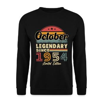 Original octobre 1954 vintage anniversaire 1954 - Sweat-shirt Unisexe - noir - Devant - Alina (178cm) & Michal (187cm)