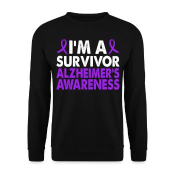 Survivor Alzheimer's Awareness Month Support - Unisex Sweatshirt - black - Front - Alina (178cm) & Michal (187cm)