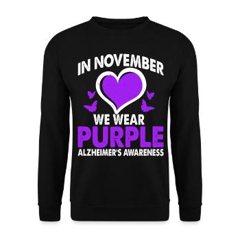 In November we wear the purple Alzheimer's - Unisex Sweatshirt - black - Front - Alina (178cm) & Michal (187cm)