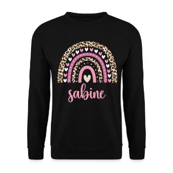 Sabine Regenbogen Name Geburtstag Sabine - Unisex Pullover - Schwarz - Vorne - Alina (178cm) & Michal (187cm)