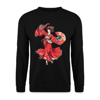 Tokyo Asia 80s Japanese Retro Geishas Geisha - Unisex Sweatshirt - black - Front - Alina (178cm) & Michal (187cm)