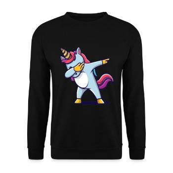 Dab Dabbing Unicorn Dabbendes Einhorn Tanz - Unisex Pullover - Schwarz - Vorne - Alina (178cm) & Michal (187cm)
