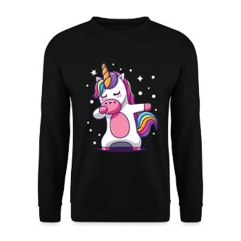 Dab Dabbing Unicorn Dabbendes Einhorn Tanz - Unisex Pullover - Schwarz - Vorne - Alina (178cm) & Michal (187cm)