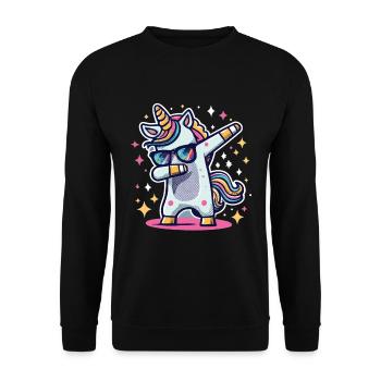 Dab Dabbing Unicorn Dabbendes Einhorn Tanz - Unisex Pullover - Schwarz - Vorne - Alina (178cm) & Michal (187cm)