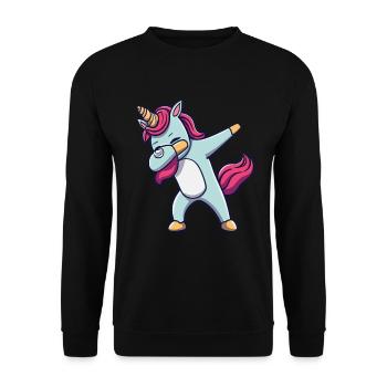 Dab Dabbing Unicorn Dabbendes Einhorn Tanz - Unisex Pullover - Schwarz - Vorne - Alina (178cm) & Michal (187cm)