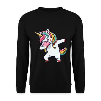 Dab Dabbing Unicorn Dabbendes Einhorn Tanz - Unisex Pullover - Schwarz - Vorne - Alina (178cm) & Michal (187cm)