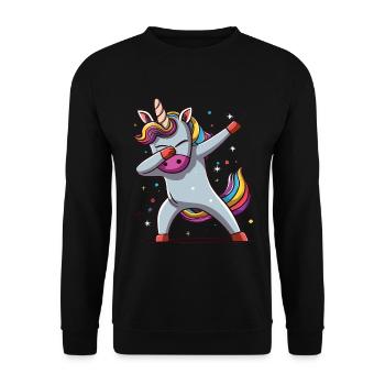 Dab Dabbing Unicorn Dabbendes Einhorn Tanz - Unisex Pullover - Schwarz - Vorne - Alina (178cm) & Michal (187cm)