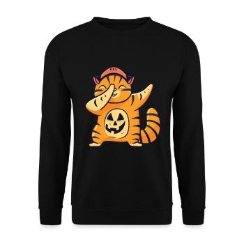 Cat Halloween Dabbing Cat Pumpkin Halloween - Unisex Sweatshirt - black - Front - Alina (178cm) & Michal (187cm)