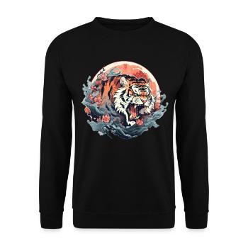 Tokyo Asie 80s Rétro Tiger Japonais - Sweat-shirt Unisexe - noir - Devant - Alina (178cm) & Michal (187cm)