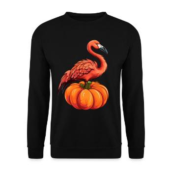 Flamingo Pumpkin Lazy Halloween Party Costume for - Unisex Sweatshirt - black - Front - Alina (178cm) & Michal (187cm)