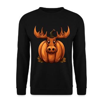 Moose Pumpkin Lazy Halloween Party Costume for Kids - Unisex Sweatshirt - black - Front - Alina (178cm) & Michal (187cm)