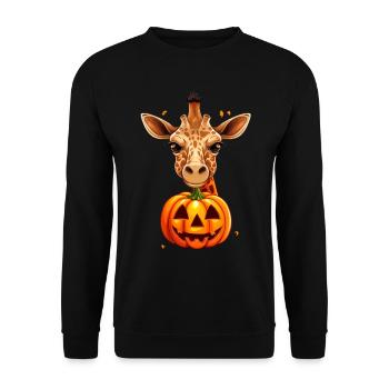 Giraffe Pumpkin Lazy Halloween Party Costume - Unisex Sweatshirt - black - Front - Alina (178cm) & Michal (187cm)
