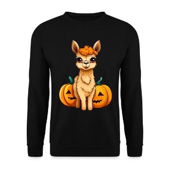 Llama Pumpkin Lazy Halloween Party Costume pour enfants - Sweat-shirt Unisexe - noir - Devant - Alina (178cm) & Michal (187cm)