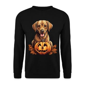 Labrador Retriever Dog Pumpkin Lazy Halloween - Unisex Sweatshirt - black - Front - Alina (178cm) & Michal (187cm)