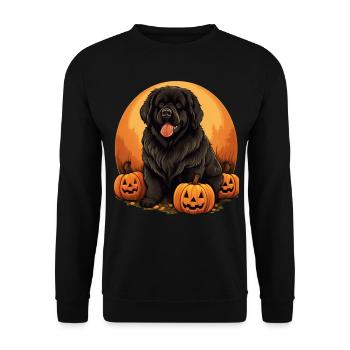 Newfoundland Dog Pumpkin Lazy Halloween Party - Unisex Sweatshirt - black - Front - Alina (178cm) & Michal (187cm)