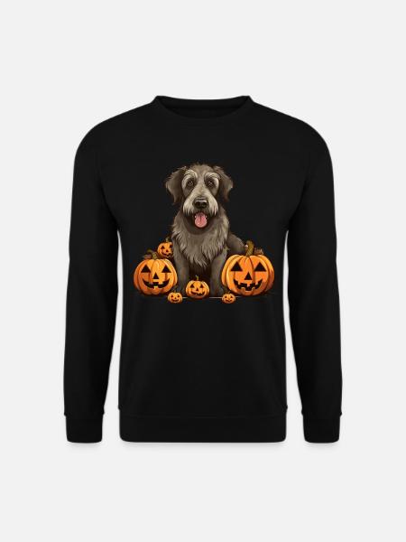 Irish Wolfhound Dog Pumpkin Lazy Halloween Party - Unisex Pullover - Schwarz