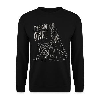 Heiraten JGA Bier Trinken Saufen Bräutigam - Unisex Pullover - Schwarz - Vorne - Alina (178cm) & Michal (187cm)