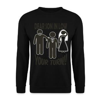 Heiraten JGA Bier Trinken Saufen Bräutigam - Unisex Pullover - Schwarz - Vorne - Alina (178cm) & Michal (187cm)