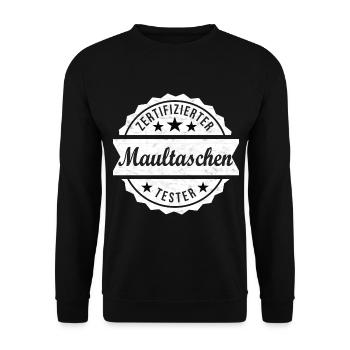 Zertifizierter Maultaschen Tester - Unisex Pullover - Schwarz - Vorne - Alina (178cm) & Michal (187cm)