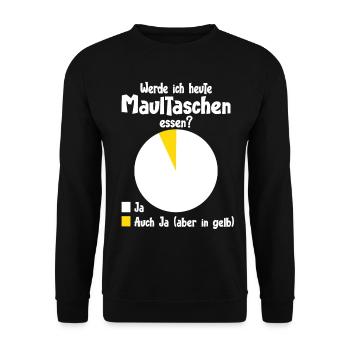 Werde ich heute Maultaschen essen? - Unisex Pullover - Schwarz - Vorne - Alina (178cm) & Michal (187cm)