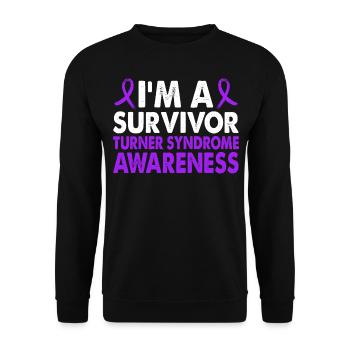 Survivor Turner Syndrome Awareness Month Purple Band - Unisex Sweatshirt - black - Front - Alina (178cm) & Michal (187cm)