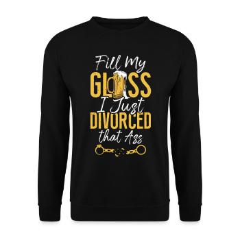 Happy Divorce Party Fill My Glass - Unisex Pullover - Schwarz - Vorne - Alina (178cm) & Michal (187cm)