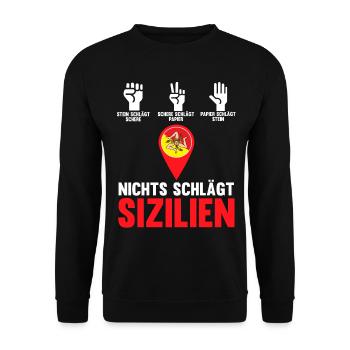 Sizilianer Sizilianisch Sizilien - Unisex Pullover - Schwarz - Vorne - Alina (178cm) & Michal (187cm)