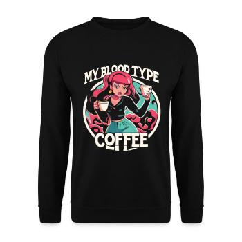 My Blood Type is Coffee - Unisex Sweatshirt - black - Front - Alina (178cm) & Michal (187cm)