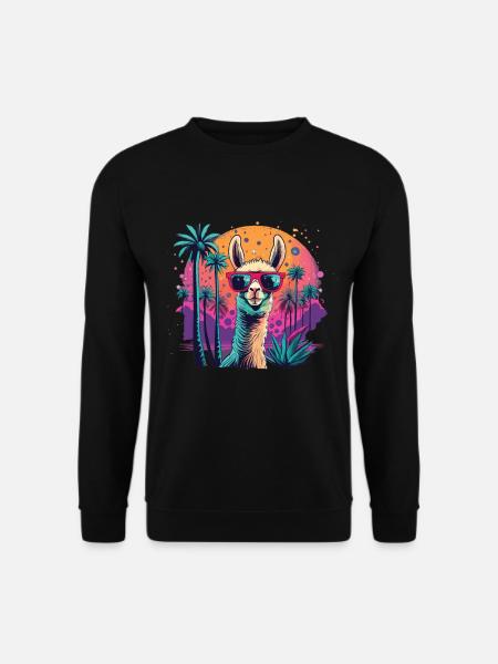 Alpaga Retro Sunset Alpaga Lunettes de soleil Alpagas - Sweat-shirt Unisexe - noir