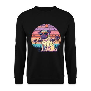 Mops Mops Hund Mops Geschenke Mops Sonnenbrille - Unisex Pullover - Schwarz - Vorne - Alina (178cm) & Michal (187cm)