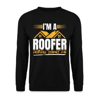 I'm A Roofer Nothing Scares Me - Roofer Roofing - Unisex Pullover - Schwarz - Vorne - Alina (178cm) & Michal (187cm)