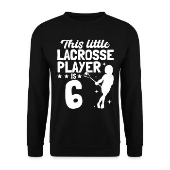 This Little Lacrosse Player Is 6 Years Old Birthda - Unisex Sweatshirt - black - Front - Alina (178cm) & Michal (187cm)