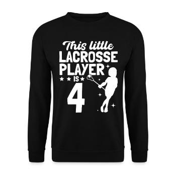 This Little Lacrosse Player Is 4 Years Old - Lacro - Unisex Sweatshirt - black - Front - Alina (178cm) & Michal (187cm)