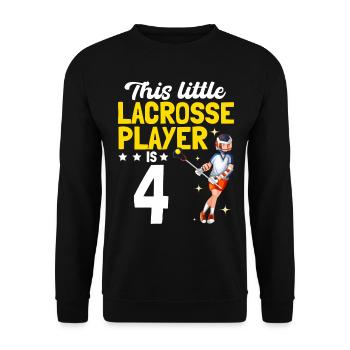 This Little Lacrosse Player Is 4 - Lacrosse Player - Unisex Sweatshirt - black - Front - Alina (178cm) & Michal (187cm)