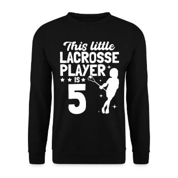 This Little Lacrosse Player Is 5 - Lacrosse Player - Unisex Sweatshirt - black - Front - Alina (178cm) & Michal (187cm)