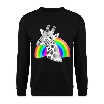 Giraffe Rainbow Drawing - Wild Animal in Africa - Unisex Sweatshirt - black - Front - Alina (178cm) & Michal (187cm)