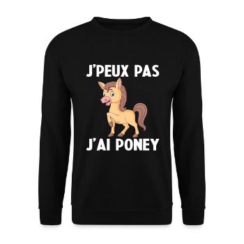 Je Peux Pas J'ai Poney - Sweat-shirt Unisexe - noir - Devant - Alina (178cm) & Michal (187cm)