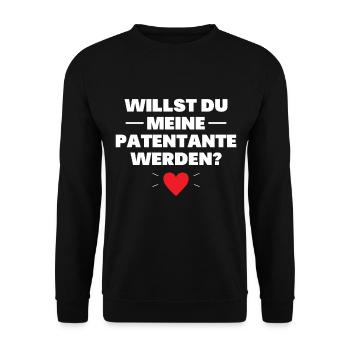 Willst Du Meine Patentante Werden - Unisex Pullover - Schwarz - Vorne - Alina (178cm) & Michal (187cm)