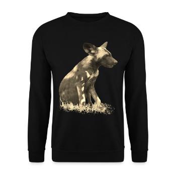Wild dog in cuttlefish - Dog - Wild animal - Africa - Unisex Sweatshirt - black - Front - Alina (178cm) & Michal (187cm)