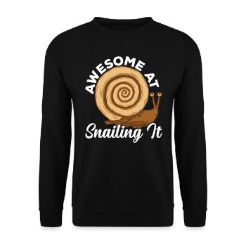 Snail Lover Snailing It Sluggish Running Jogging - Unisex Sweatshirt - black - Front - Alina (178cm) & Michal (187cm)