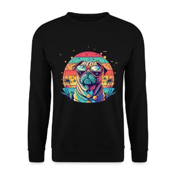 Mops Mops Hund Mops Geschenke Mops Sonnenbrille - Unisex Pullover - Schwarz - Vorne - Alina (178cm) & Michal (187cm)
