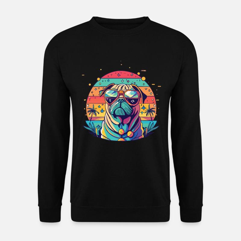 Mops Mops Hund Mops Geschenke Mops Sonnenbrille - Unisex Pullover - Schwarz